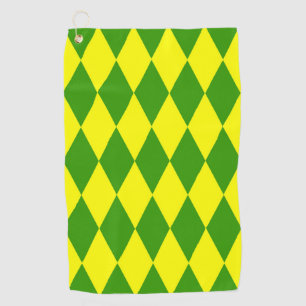 Green Yellow Harlequin Checkered Design  Golf Towel