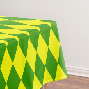 Green Yellow Harlequin Checkered Design Tablecloth