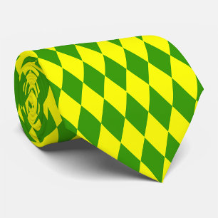 Green Yellow Harlequin Checkered Design Tie