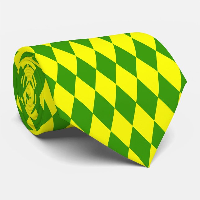 Green Yellow Harlequin Checkered Design  Tie (Creator Uploaded)