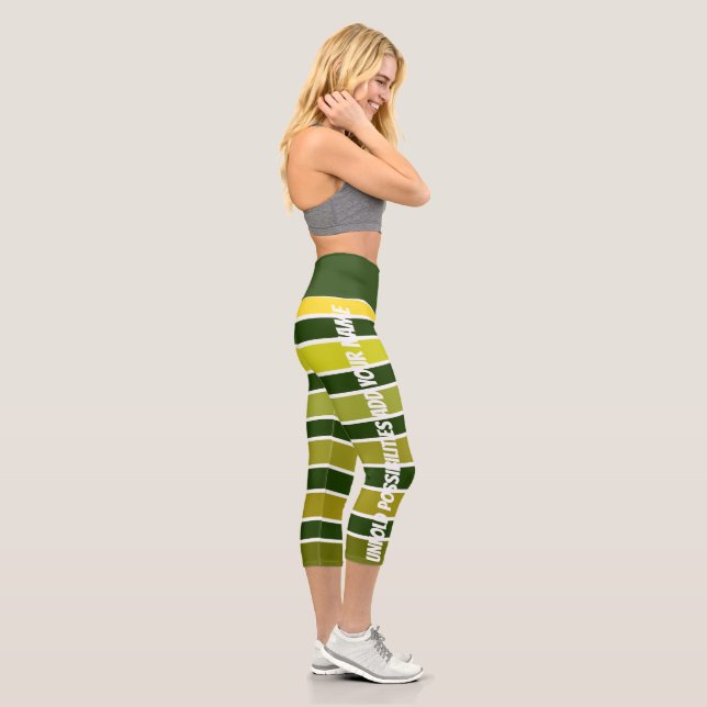Green/Yellow High Waisted Yoga Capris, XS (0-2) Capri Leggings (Right)