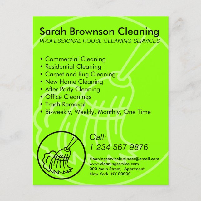 Green Yellow Home Cleaning House Keep Flyer (Front)