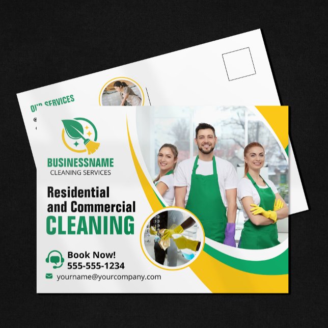 Green Yellow House Cleaning Housekeeping Maid  Postcard (Creator Uploaded)