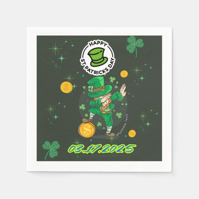  Green Yellow  Illustration St. Patrick`s day Napkin (Front)