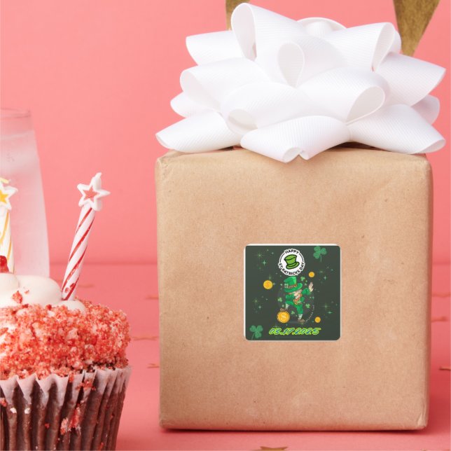  Green Yellow  Illustration St. Patrick`s day Square Sticker (Party)