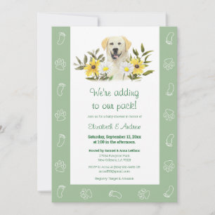 Green Yellow Labrador Dog Baby Shower Invitation