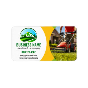 Green Yellow Lawn Care Landscaping Mowing Label