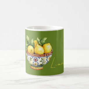 Green Yellow Lemons Italian Bowl Coffee Mug