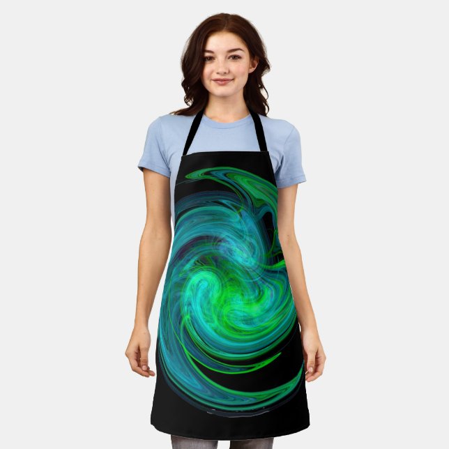GREEN YELLOW  LIGHT VORTEX Black Apron (Worn)