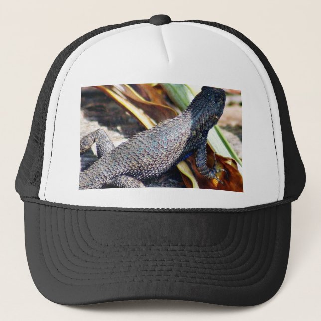 Green Yellow Lizard Trucker Hat (Front)