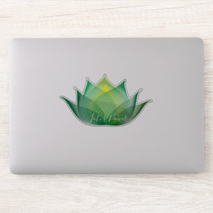 Green Yellow Lotus Flower Art Elegant Unique Yoga