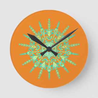 GREEN YELLOW MANDALA ROUND CLOCK