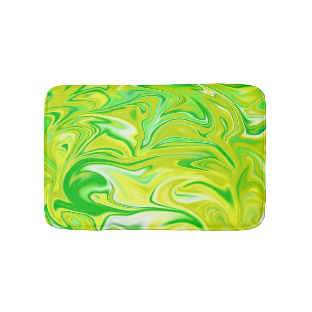 Green Yellow Marble, Small Memory Foam Bath Mat (Front)