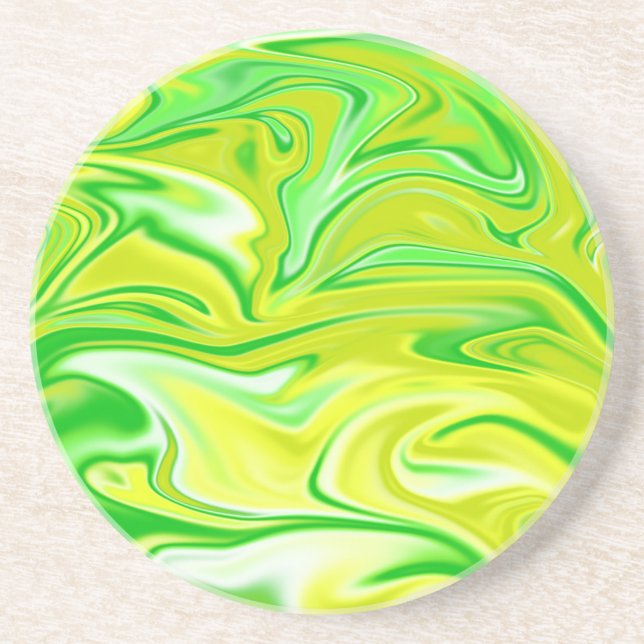 Green Yellow Marbleised Spring, Coaster (Front)
