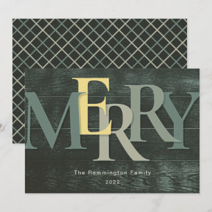 Green Yellow Merry Holiday Big Letter Card