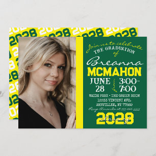 Green & Yellow Modern Graduation Photo Invitation