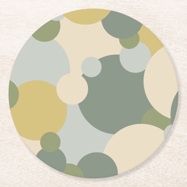 Green-yellow molecule paper coaster (Front)