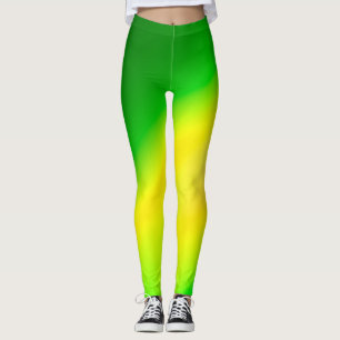 Green Yellow ombre moonlight Double Stripe Leggings