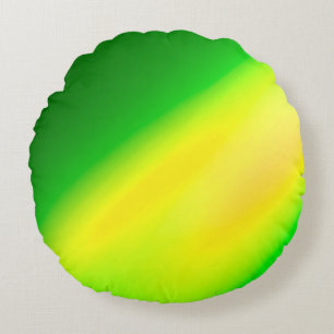 Green Yellow ombre moonlight Double Stripe Round Cushion