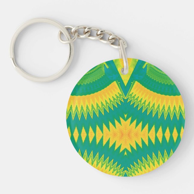 Green Yellow Orange Bright Circular Acrylic ~ Key Ring (Front)