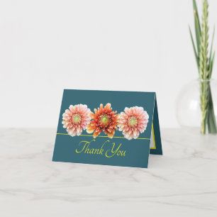 Green Yellow Orange Dahlia Chic Bouquet Thank You Card