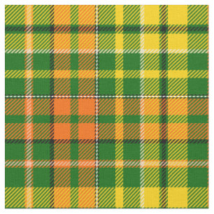 Green Yellow Orange Plaid Tartan Design  Fabric