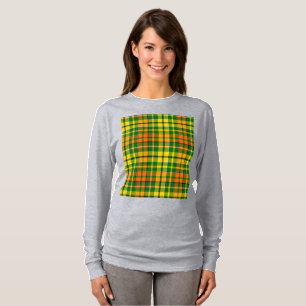 Green Yellow Orange Plaid Tartan Design T-Shirt