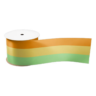 Green Yellow Orange Vibrant Stripes Gift Wrap Satin Ribbon