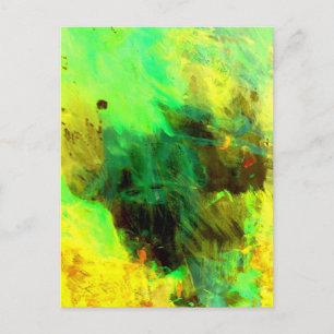 Green Yellow Original Abstract Postcard