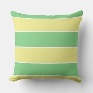 green & yellow pastel large stripes cushion