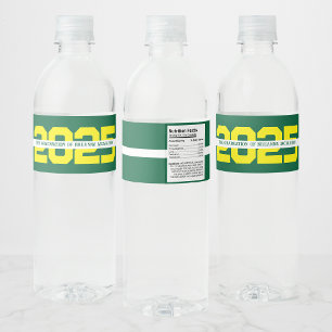Green & Yellow Personalised Graduation Water Bottle Label