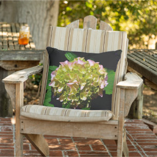 Green yellow pink Hydrangea pink yellow flower Cushion