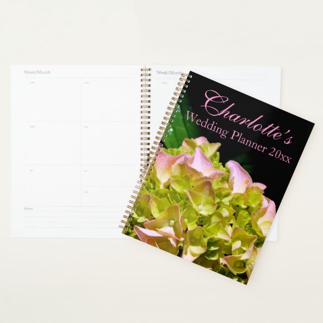 Green yellow pink Hydrangea pink yellow flower Planner (Display)