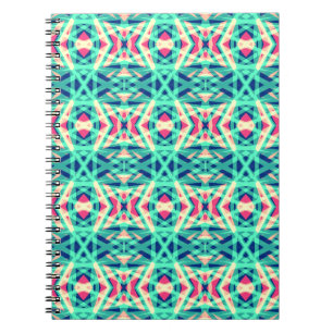 Green, Yellow, Pink, Purple Deco Chain Pattern Notebook