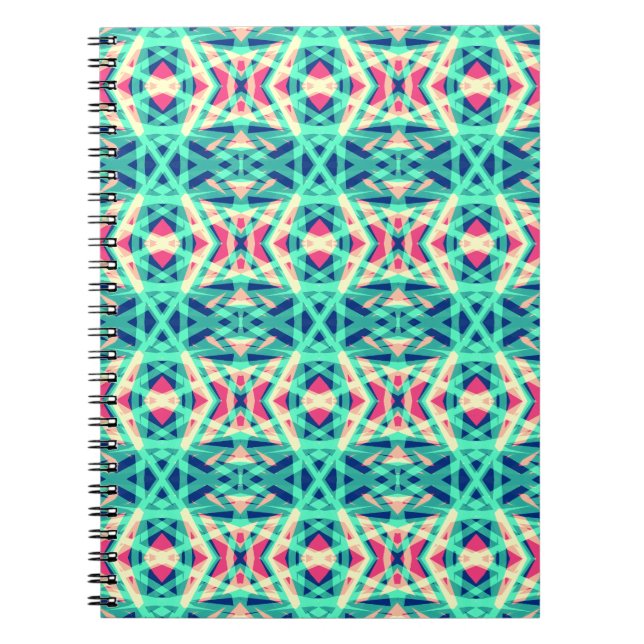 Green, Yellow, Pink, Purple Deco Chain Pattern Notebook (Front)