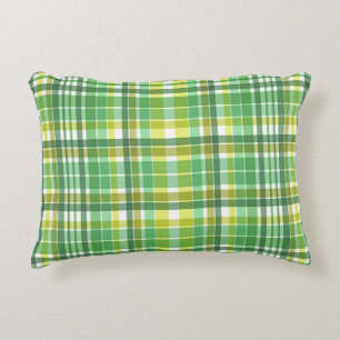 Green Yellow Plaid Design Decorative Cushion