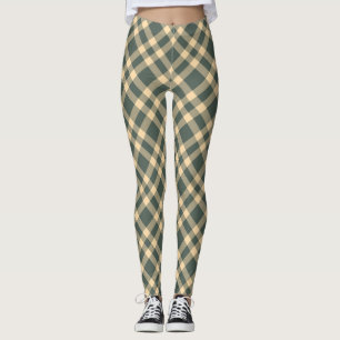Green Yellow Plaid Pattern Leggings