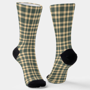 Green Yellow Plaid Pattern Socks