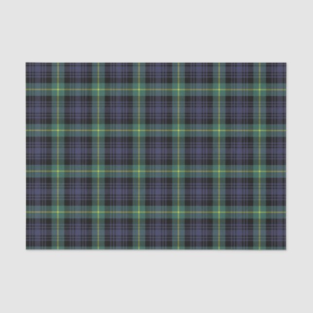 Green Yellow Purple Black Scottish Tartan Plaid Tissue Paper (Front)