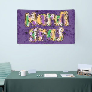 Green Yellow Purple Mardi Gras Banner