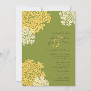 Green & Yellow Queen Annes Lace Wedding Invitation