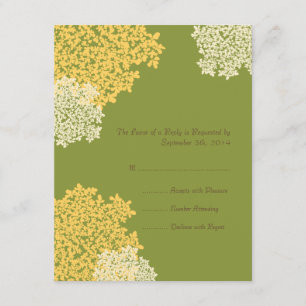 Green & Yellow Queen Anne's Lace Wedding RSVP Card