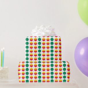 Green Yellow Red Dots Circles Minimal Wrapping Paper