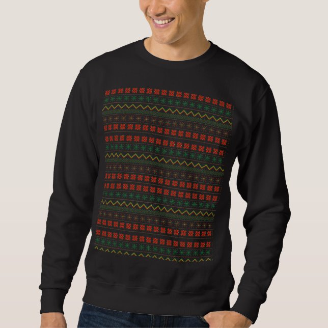 Green-Yellow-Red Pixel knit Pattern Sweatshirt (Front)