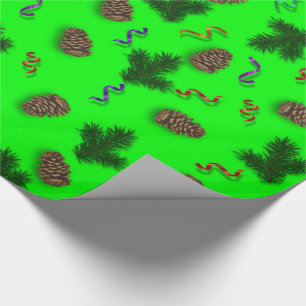 Green Yellow Red Purple Christmas Holiday Pattern Wrapping Paper