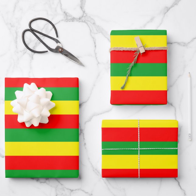 Green Yellow Red Reggae Rasta Wrapping Paper Sheet (Front)