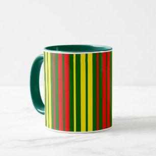 Green Yellow Red Vertical Stripes Design   Mug