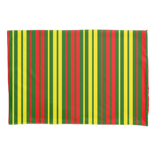 Green Yellow Red Vertical Stripes Design   Pillowcase (Front)