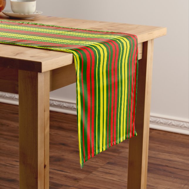 Green Yellow Red Vertical Stripes Design   Short Table Runner (In Situ)