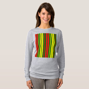 Green Yellow Red Vertical Stripes Design   T-Shirt